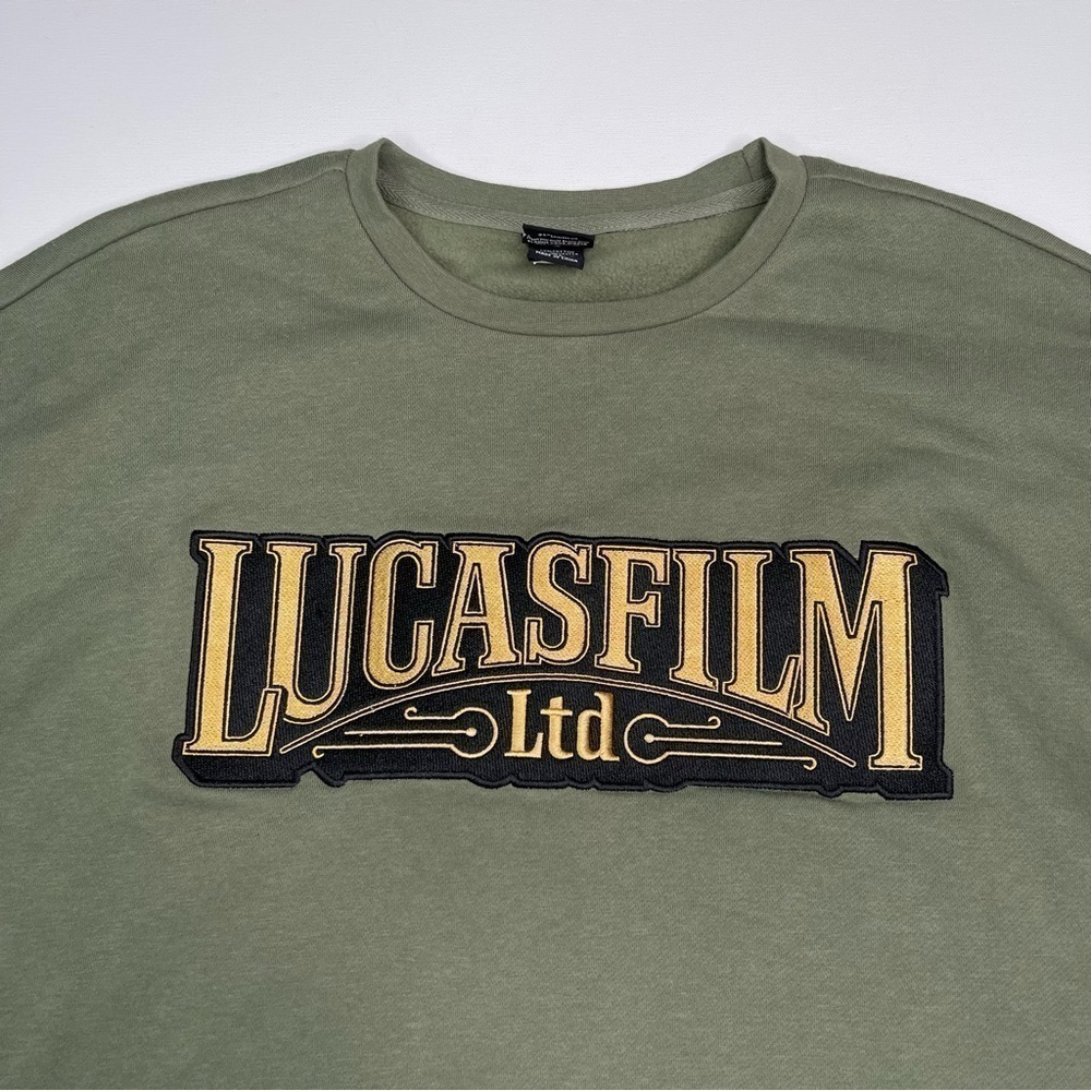Star Wars Sweatshirt Lucas Film 50th Anniversary Crew Fleece Inside Khaki Green - Picture 4 of 13